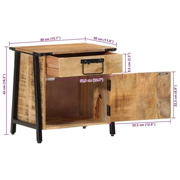 vidaXL sengebord 40x30x42 cm massivt mangotræ