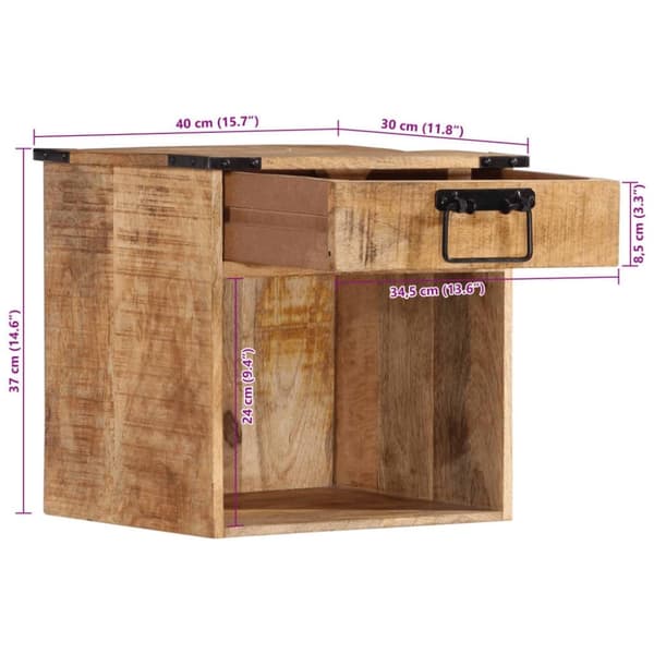 vidaXL sengebord 40x30x37 cm massivt mangotræ