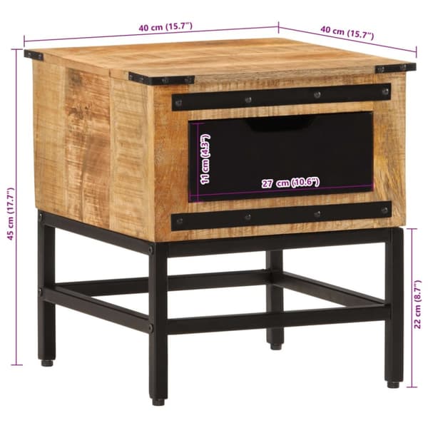 vidaXL sengebord 40x40x45 cm massivt mangotræ