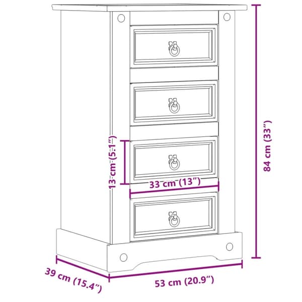 vidaXL Sängbord Corona 53x39x84 cm massiv furu