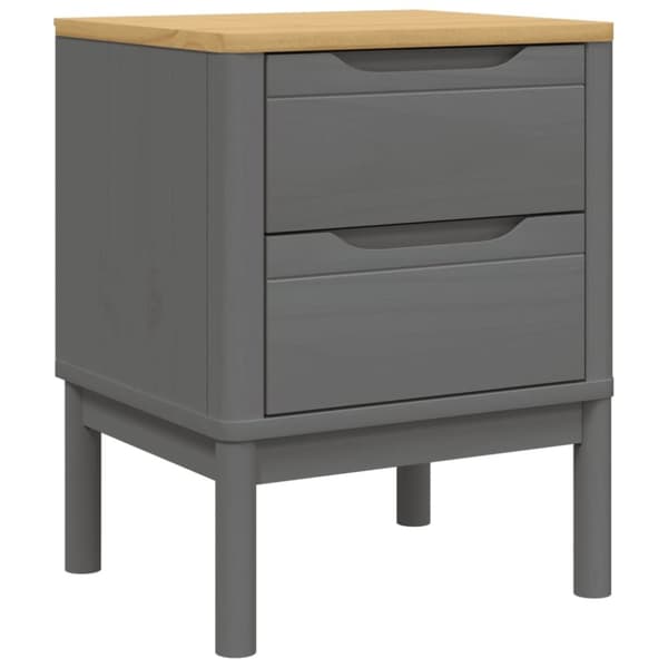 vidaXL sengebord 45x39x57 cm massivt fyrretræ grå