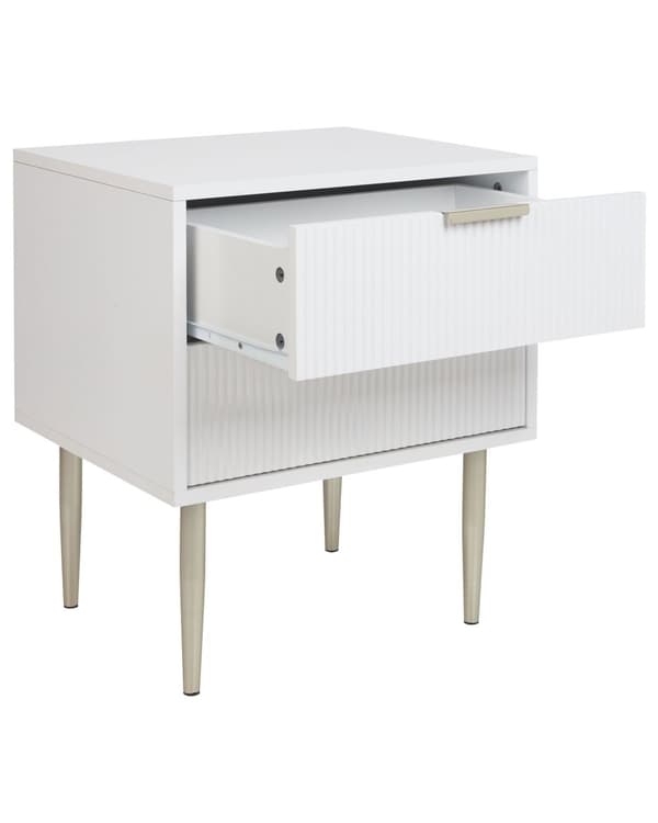 Sengebord Hvid Træ MDF 60 cm Høj Natbord med 2 Skuffer til Soveværelse Indretning