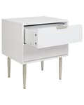 Miniatyrbillede 4 af 9: Sengebord Hvid Træ MDF 60 cm Høj Natbord med 2 Skuffer til Soveværelse Indretning