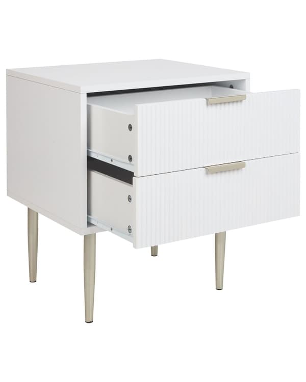 Sengebord Hvid Træ MDF 60 cm Høj Natbord med 2 Skuffer til Soveværelse Indretning