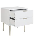 Miniatyrbillede 5 af 9: Sengebord Hvid Træ MDF 60 cm Høj Natbord med 2 Skuffer til Soveværelse Indretning
