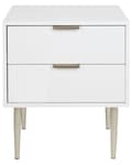 Miniatyrbillede 6 af 9: Sengebord Hvid Træ MDF 60 cm Høj Natbord med 2 Skuffer til Soveværelse Indretning