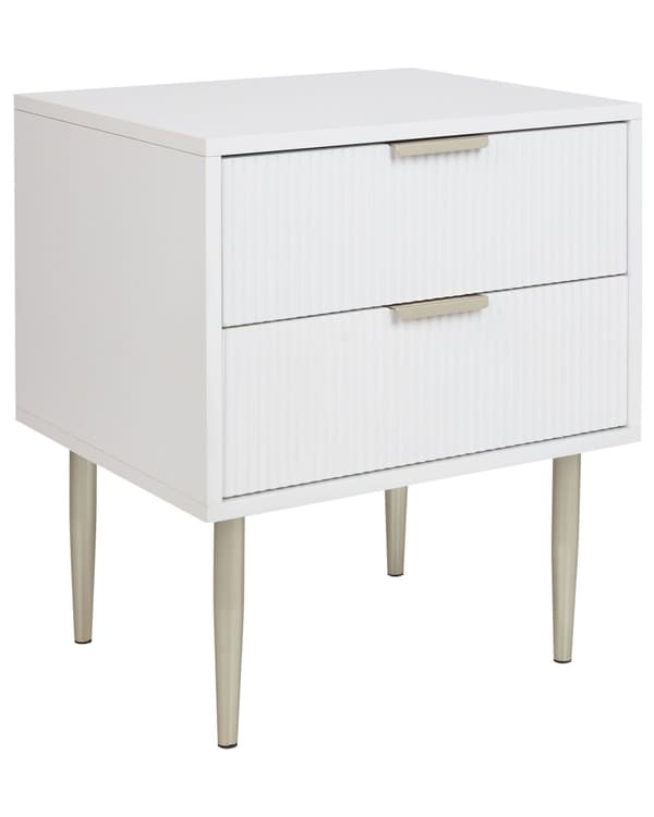 Sengebord Hvid Træ MDF 60 cm Høj Natbord med 2 Skuffer til Soveværelse Indretning