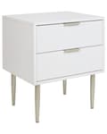 Miniatyrbillede 1 af 9: Sengebord Hvid Træ MDF 60 cm Høj Natbord med 2 Skuffer til Soveværelse Indretning