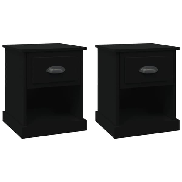 vidaXL sengeborde 2 stk. 39x39x47,5 cm konstrueret træ sort - Natborde