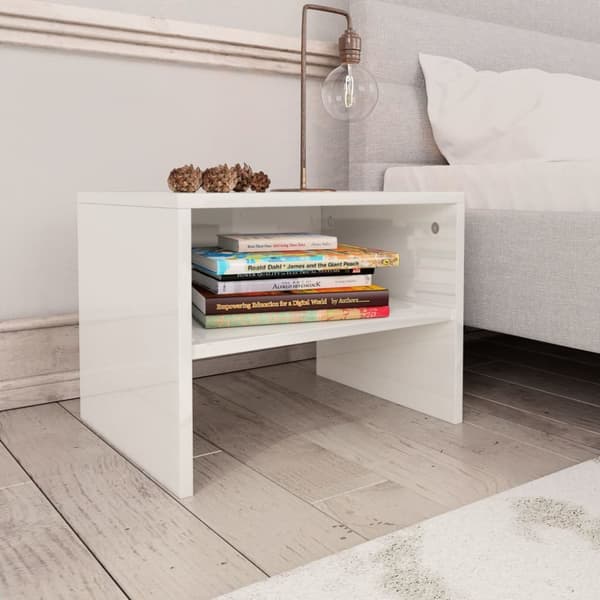 vidaXL sengebord 2 stk. 40x30x30 cm konstrueret træ hvid højglans -  Natborde