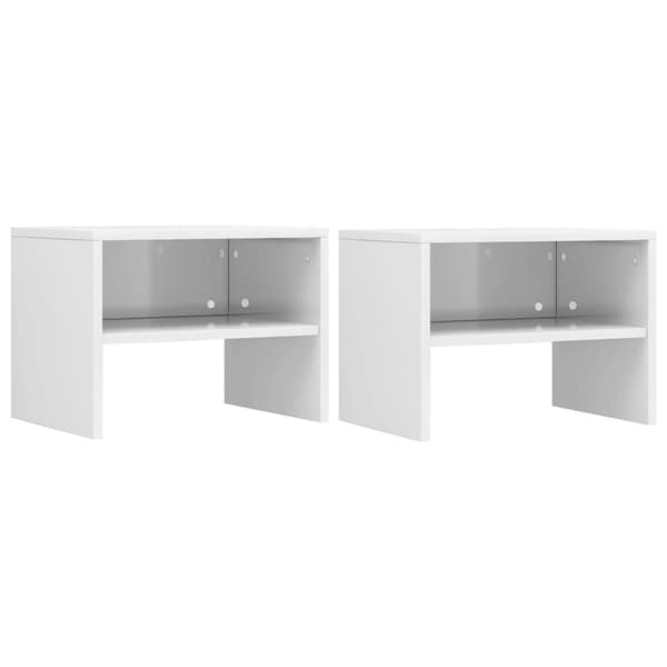 vidaXL sengebord 2 stk. 40x30x30 cm konstrueret træ hvid højglans -  Natborde