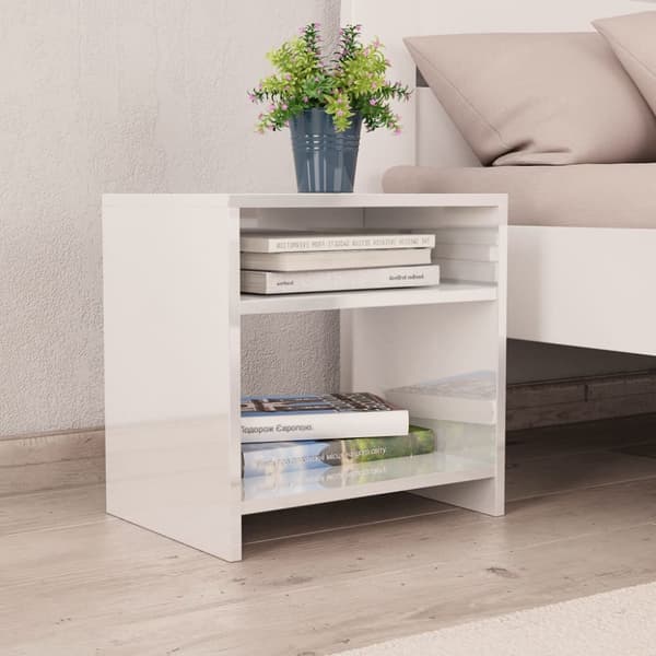 vidaXL sengebord 2 stk. 40x30x40 cm konstrueret træ hvid højglans - Natborde