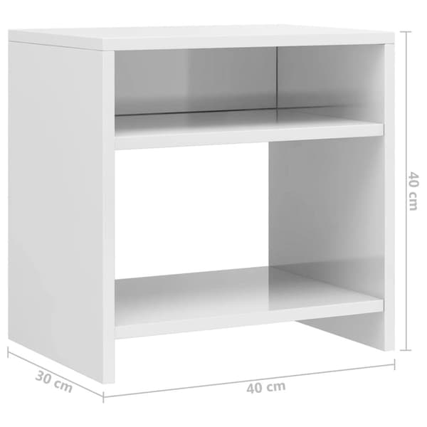 vidaXL sengebord 2 stk. 40x30x40 cm konstrueret træ hvid højglans - Natborde