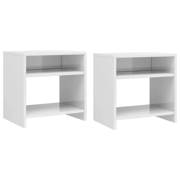 vidaXL sengebord 2 stk. 40x30x40 cm konstrueret træ hvid højglans - Natborde