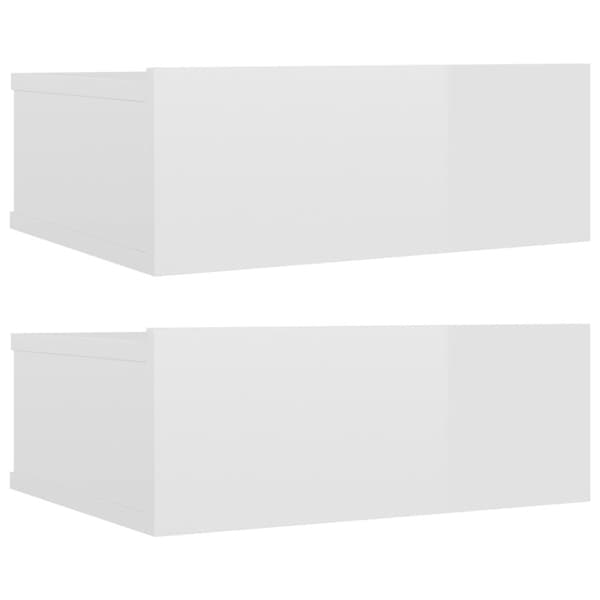 vidaXL Kelluvat yöpöydät 2 kpl valkoinen 40x30x15 cm tekninen puu - Yöpöydät