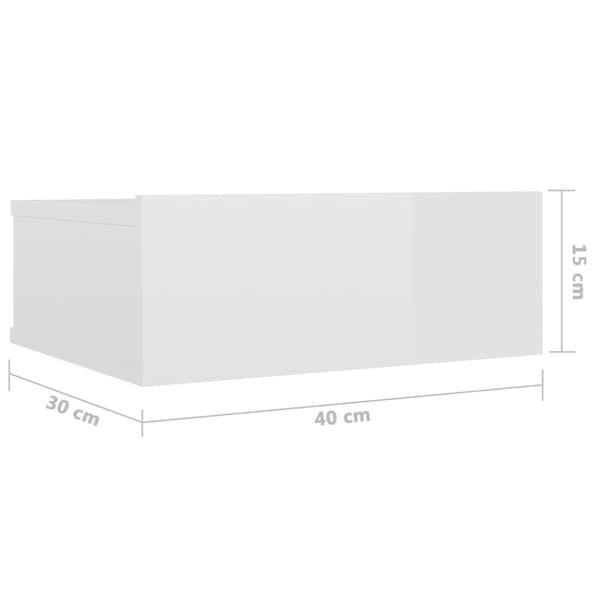 vidaXL Kelluvat yöpöydät 2 kpl valkoinen 40x30x15 cm tekninen puu - Yöpöydät