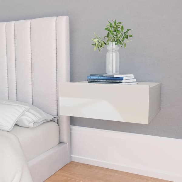 vidaXL Kelluvat yöpöydät 2 kpl valkoinen 40x30x15 cm tekninen puu - Yöpöydät