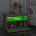 Miniatyrbillede 4 af 11: vidaXL sengebord med LED-lys 60x35x40 cm konstrueret træ sonoma-eg -  Natborde