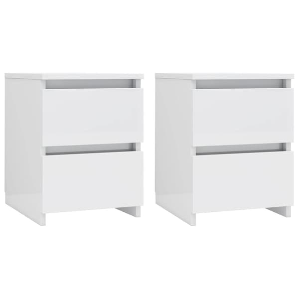 vidaXL sengeborde 2 stk. 30x30x40 cm konstrueret træ hvid højglans - Natborde