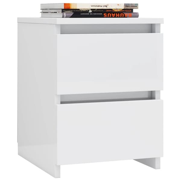 vidaXL sengeborde 2 stk. 30x30x40 cm konstrueret træ hvid højglans - Natborde