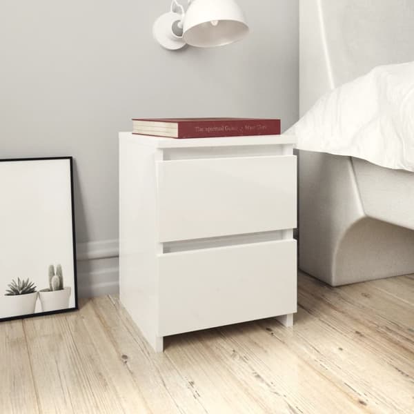 vidaXL sengeborde 2 stk. 30x30x40 cm konstrueret træ hvid højglans - Natborde