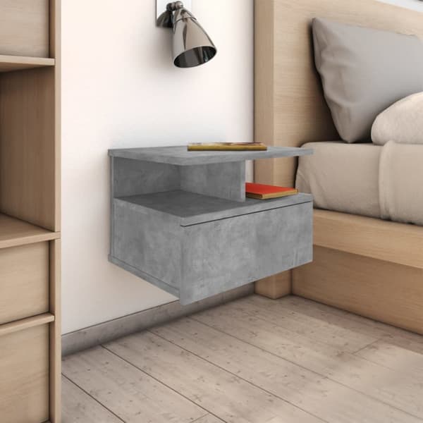 vidaXL svævende natborde 2 stk. 40 x 31 x 27 cm spånplade betongrå - Natborde