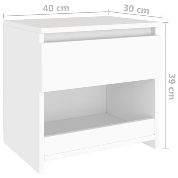 vidaXL sengebord 40x30x39 cm konstrueret træ hvid - Natborde