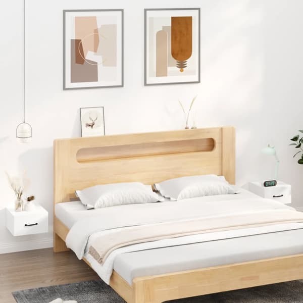vidaXL væghængte sengeborde 2 stk. 35x35x20 cm hvid - Natborde