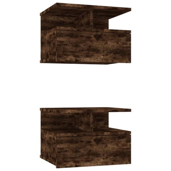 vidaXL væghængte natborde 2 stk. 40x31x27 cm konstrueret træ røget eg - Natborde