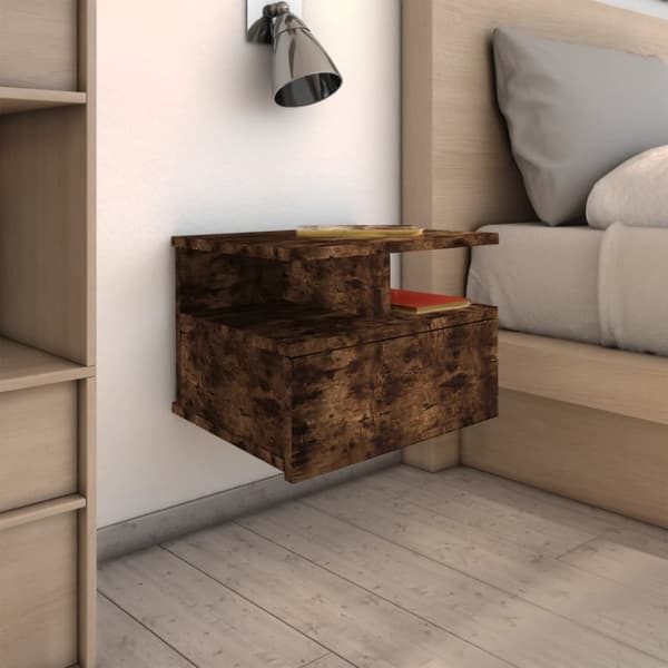vidaXL væghængte natborde 2 stk. 40x31x27 cm konstrueret træ røget eg - Natborde