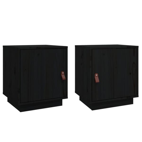 vidaXL Yöpöydät 2 kpl musta 40x34x45 cm täysi mänty - Yöpöydät