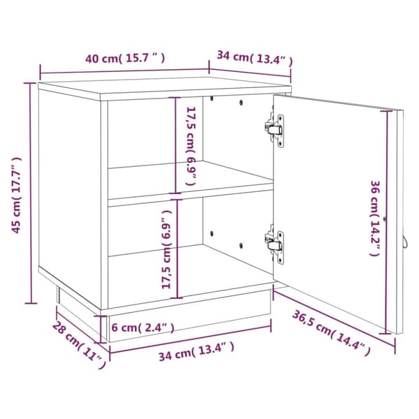 vidaXL Yöpöydät 2 kpl musta 40x34x45 cm täysi mänty - Yöpöydät