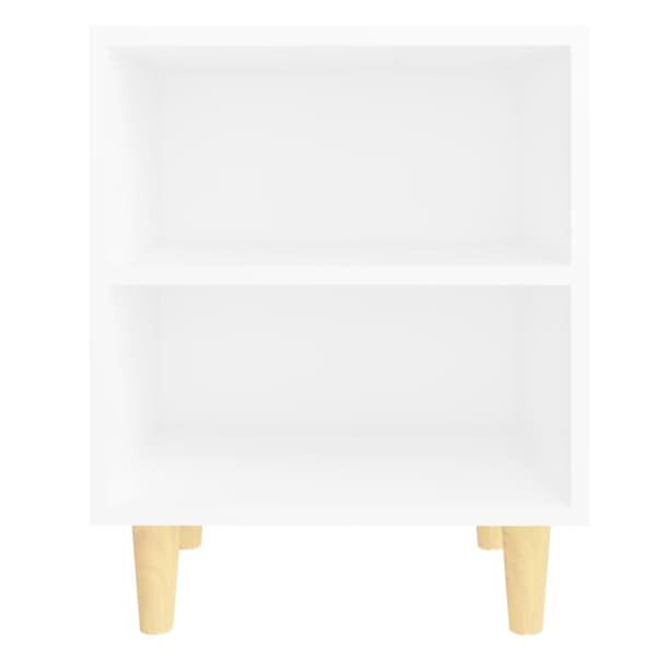 vidaXL sengebord med ben i massivt træ 40x30x50 cm hvid -  Natborde