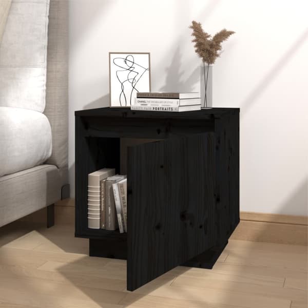 vidaXL Sängbord svart 40x30x40 cm massiv furu - Nattduksbord