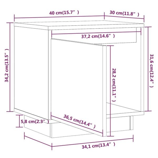 vidaXL Sängbord svart 40x30x40 cm massiv furu - Nattduksbord