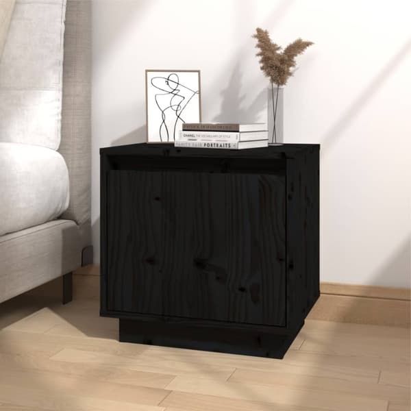 vidaXL Sängbord svart 40x30x40 cm massiv furu - Nattduksbord