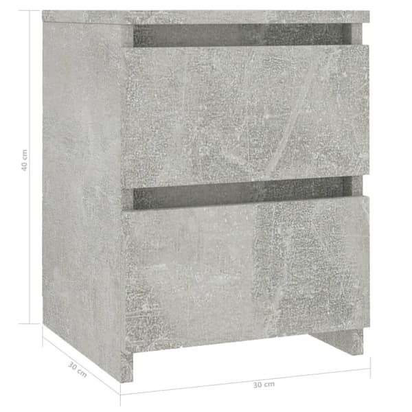 vidaXL Yöpöydät 2 kpl betoninharmaa 30x30x40 cm tekninen puu -  Yöpöydät