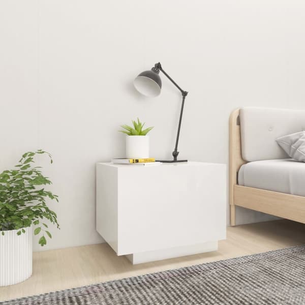 vidaXL sengebord 100x35x40 cm konstrueret træ hvid højglans - Natborde