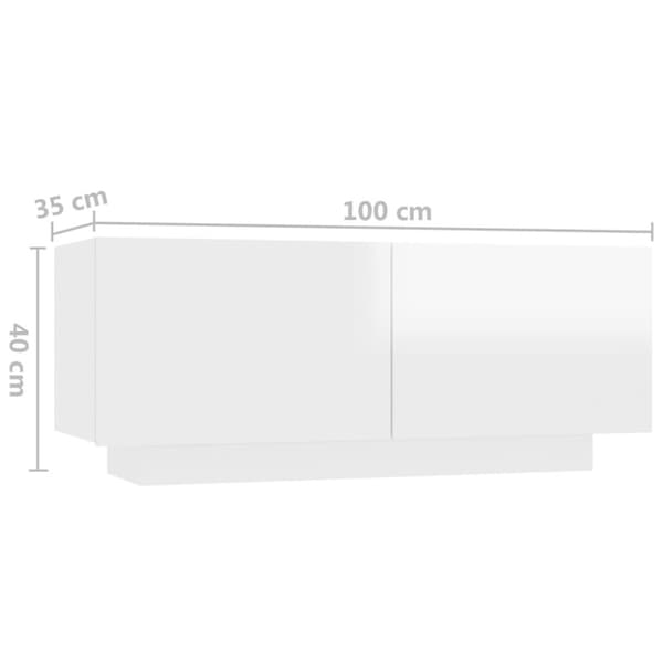 vidaXL sengebord 100x35x40 cm konstrueret træ hvid højglans - Natborde