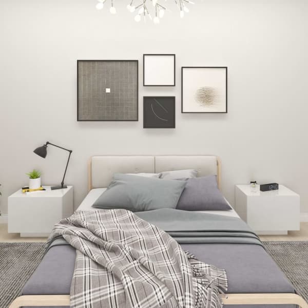 vidaXL sengebord 100x35x40 cm konstrueret træ hvid højglans - Natborde