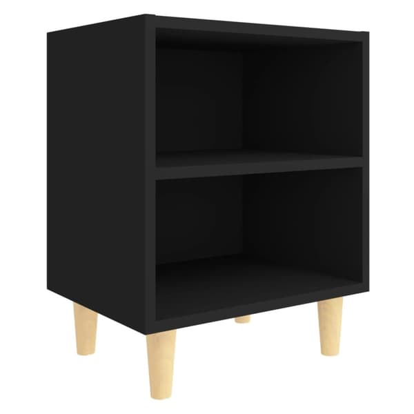 vidaXL sengebord med ben i massivt træ 40x30x50 cm sort - Natborde