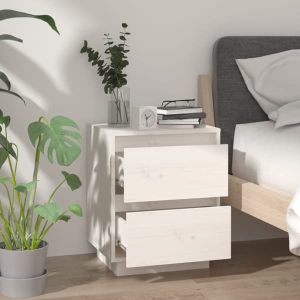 vidaXL Sängbord vit 40x35x50 cm massiv furu -  Nattduksbord