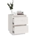 Miniatyrbild 5 av 10: vidaXL Sängbord vit 40x35x50 cm massiv furu -  Nattduksbord