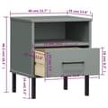 Miniatyrbillede 9 af 9: vidaXL sengebord med metalben OSLO massivt fyrretræ grå -  Natborde