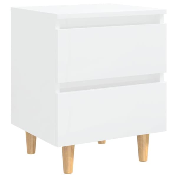 vidaXL sengeskabe med ben i massivt fyrretræ 2 stk. 40x35x50 cm hvid højglans -  Natborde