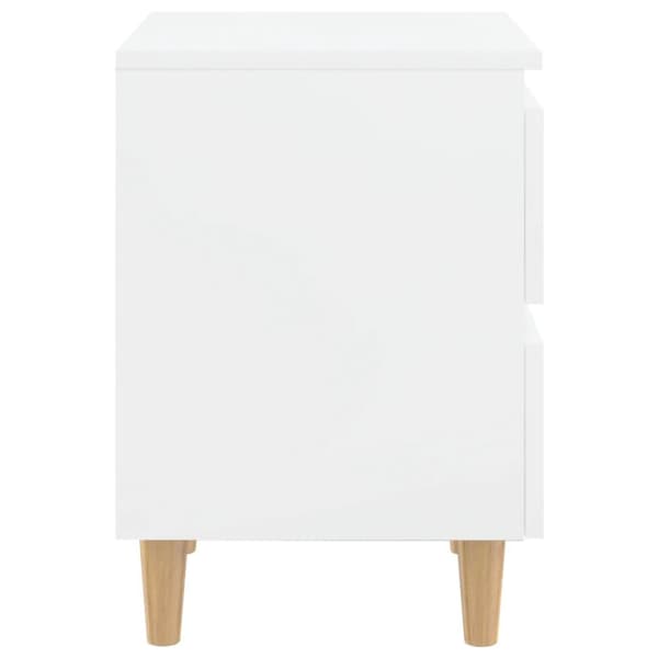 vidaXL sengeskabe med ben i massivt fyrretræ 2 stk. 40x35x50 cm hvid højglans -  Natborde