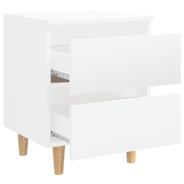 vidaXL sengeskabe med ben i massivt fyrretræ 2 stk. 40x35x50 cm hvid højglans -  Natborde