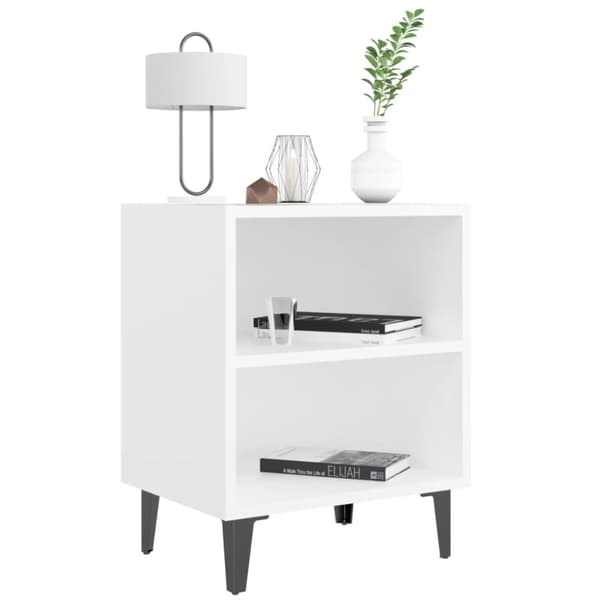 vidaXL sengebord med metalben 40x30x50 cm hvid - Natborde