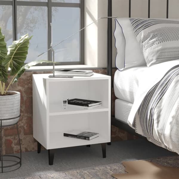 vidaXL sengebord med metalben 40x30x50 cm hvid - Natborde