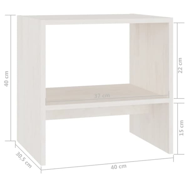 vidaXL sengeskab 40x30,5x40 cm massivt fyrretræ hvid -  Natborde